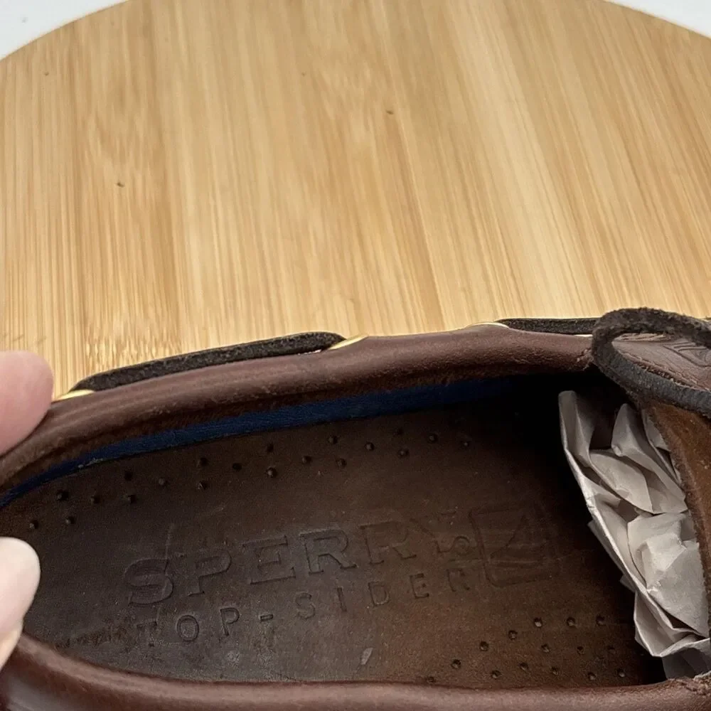 Sperry Top-Sider Boat Shoes Mens 10 Brown Suedew Leather Moc Casual Lace Up